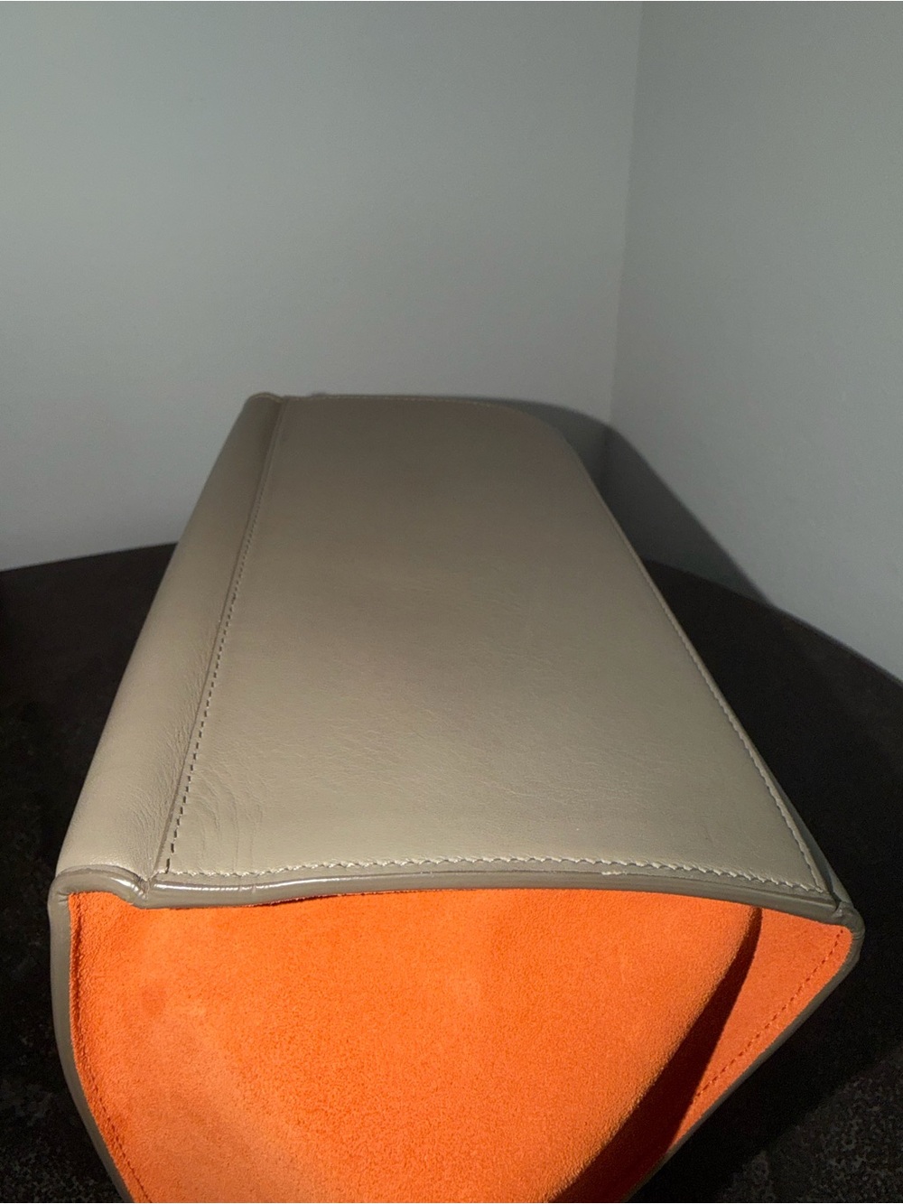 Celine Leather Top-Handle Trapeze Bag in Black, Taupe & Orange - Pre-Loved - Picture 13 of 13